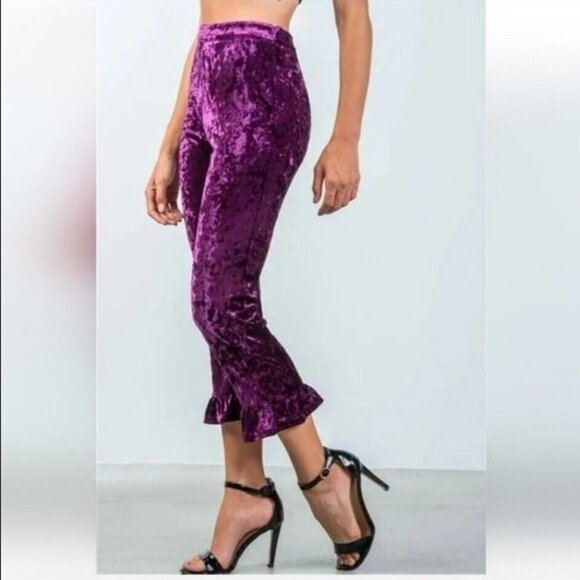 Cropped Purple Ruffle Pants - Picture 8 of 12